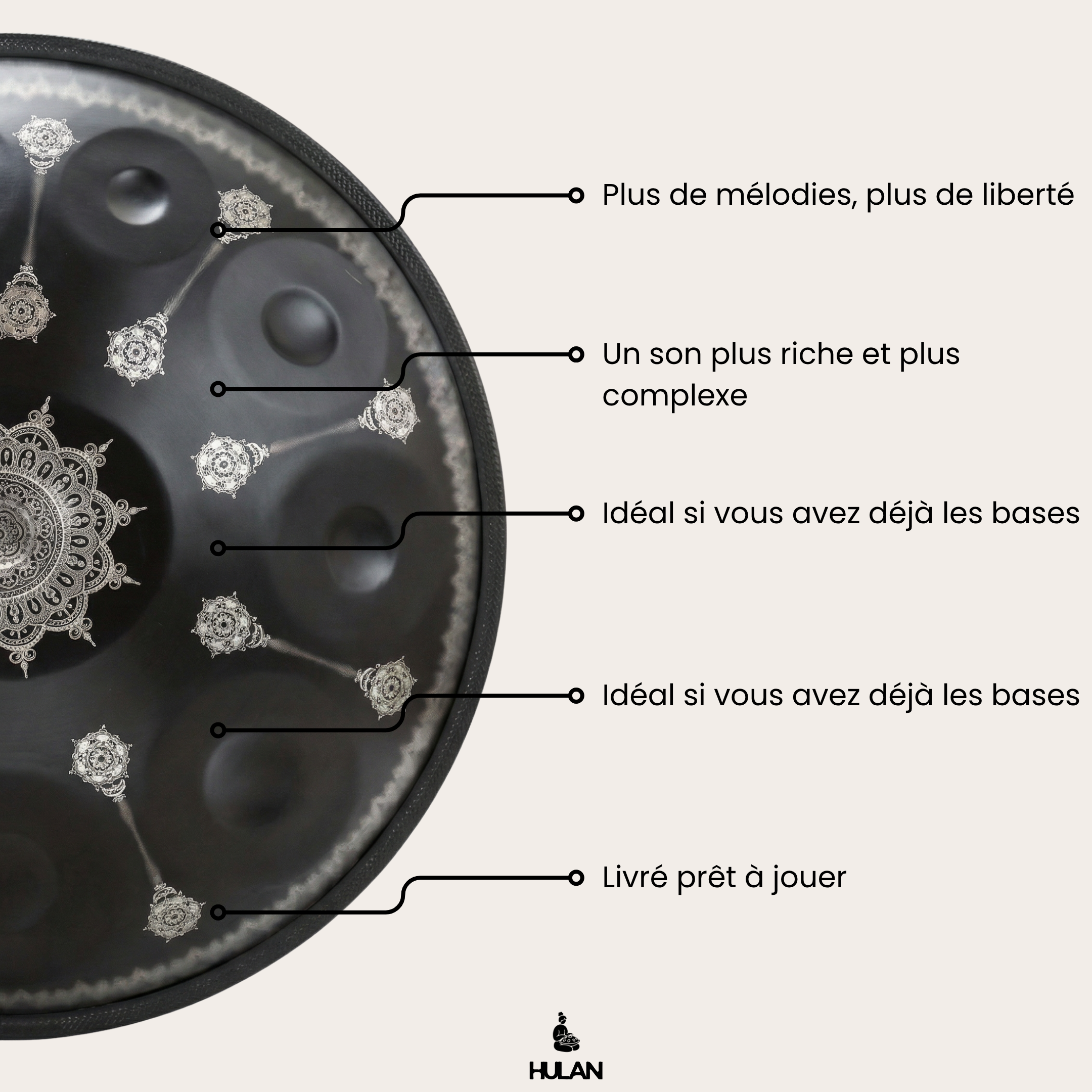 Handpan Noir Argent