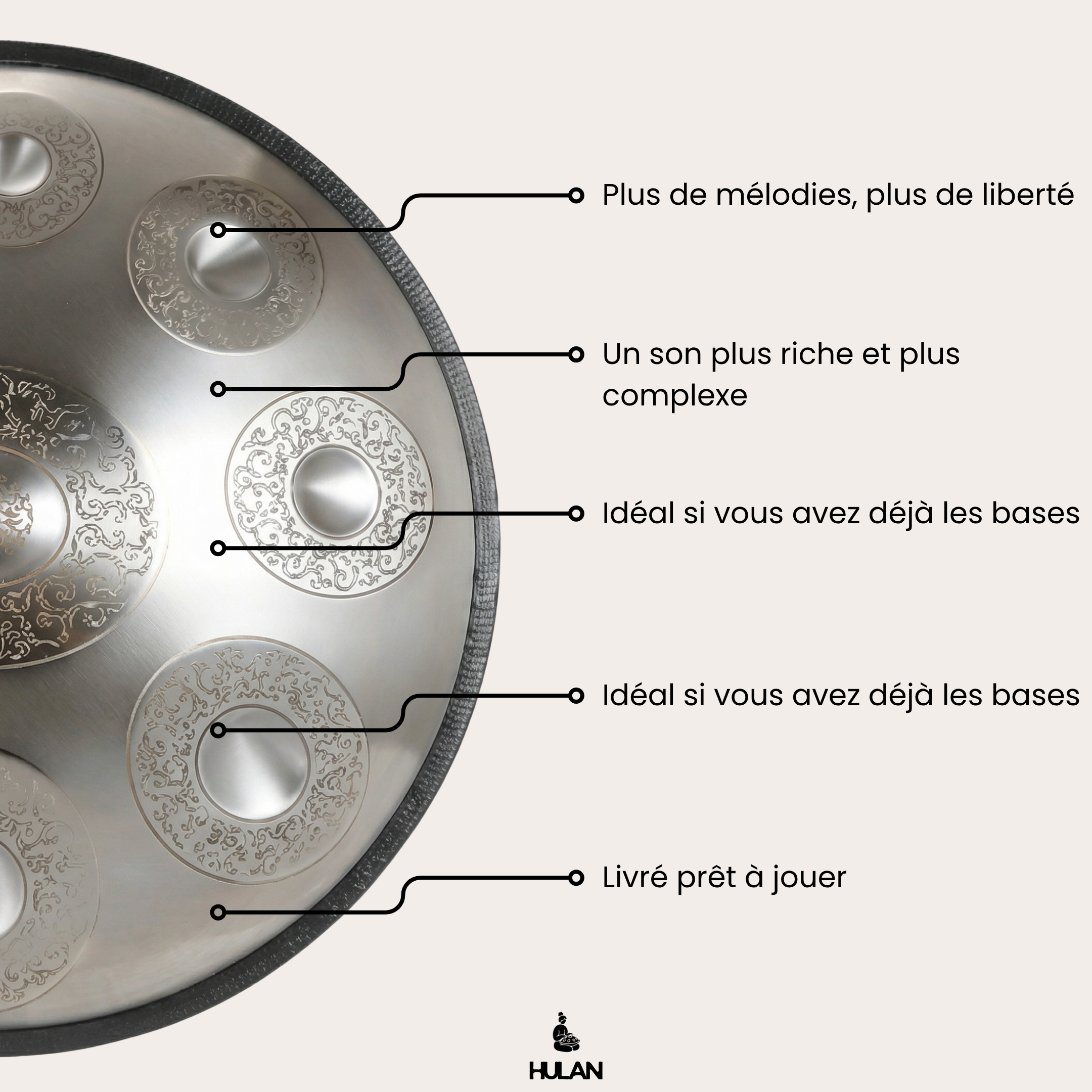Handpan Argent Doré