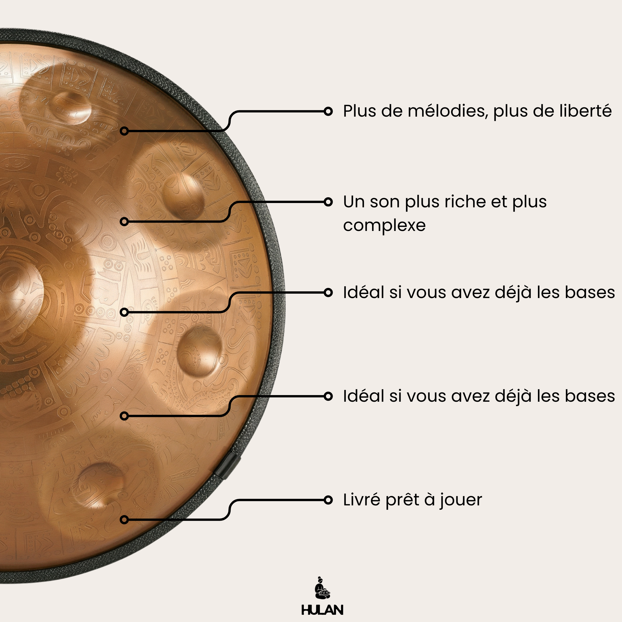Handpan Doré Cuivré